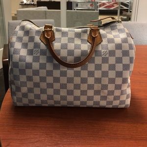 Auth Louis Vuitton Damier azur speedy 30
